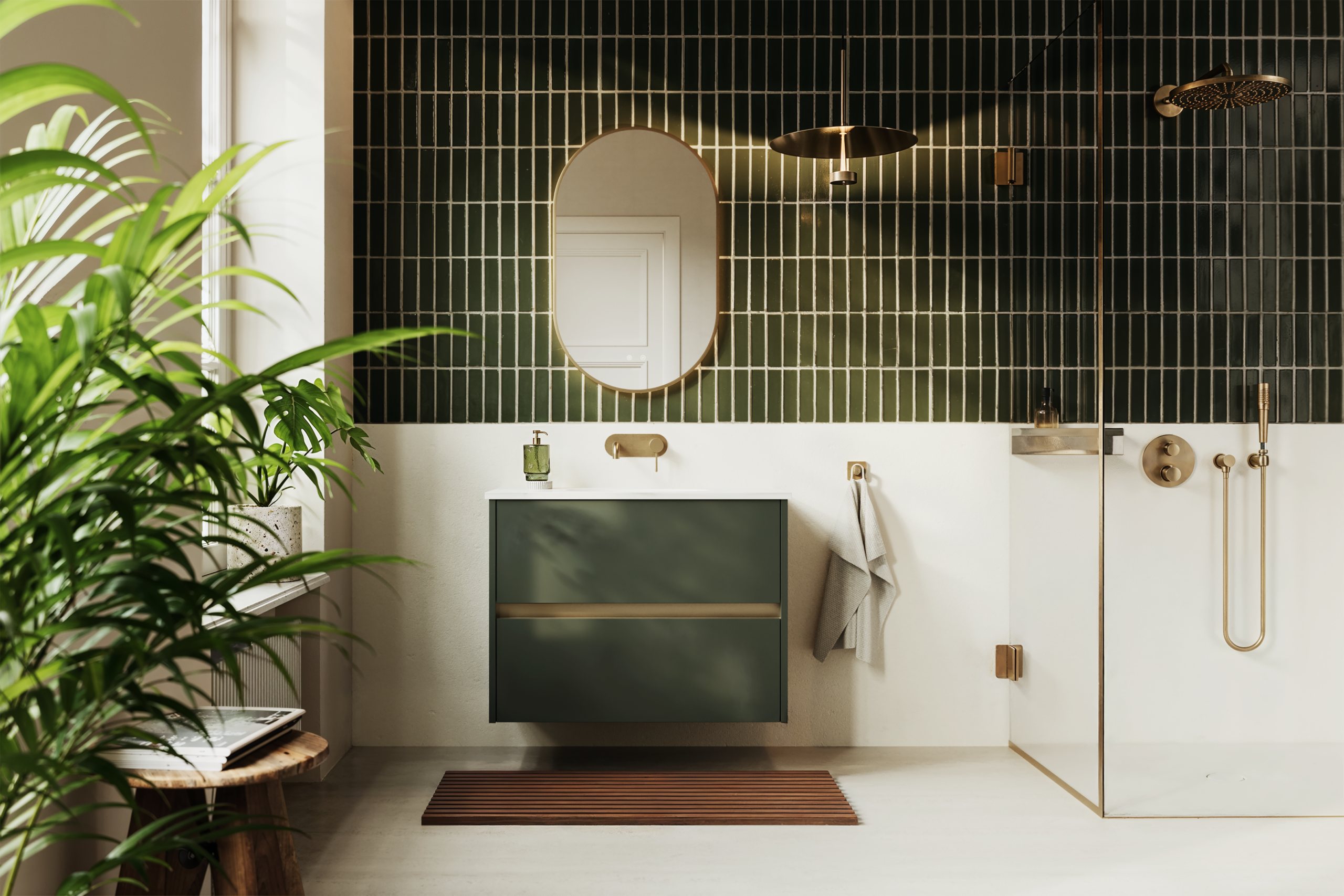 Calypso Bowland Fitted Bathroom Furniture in Hunter Green