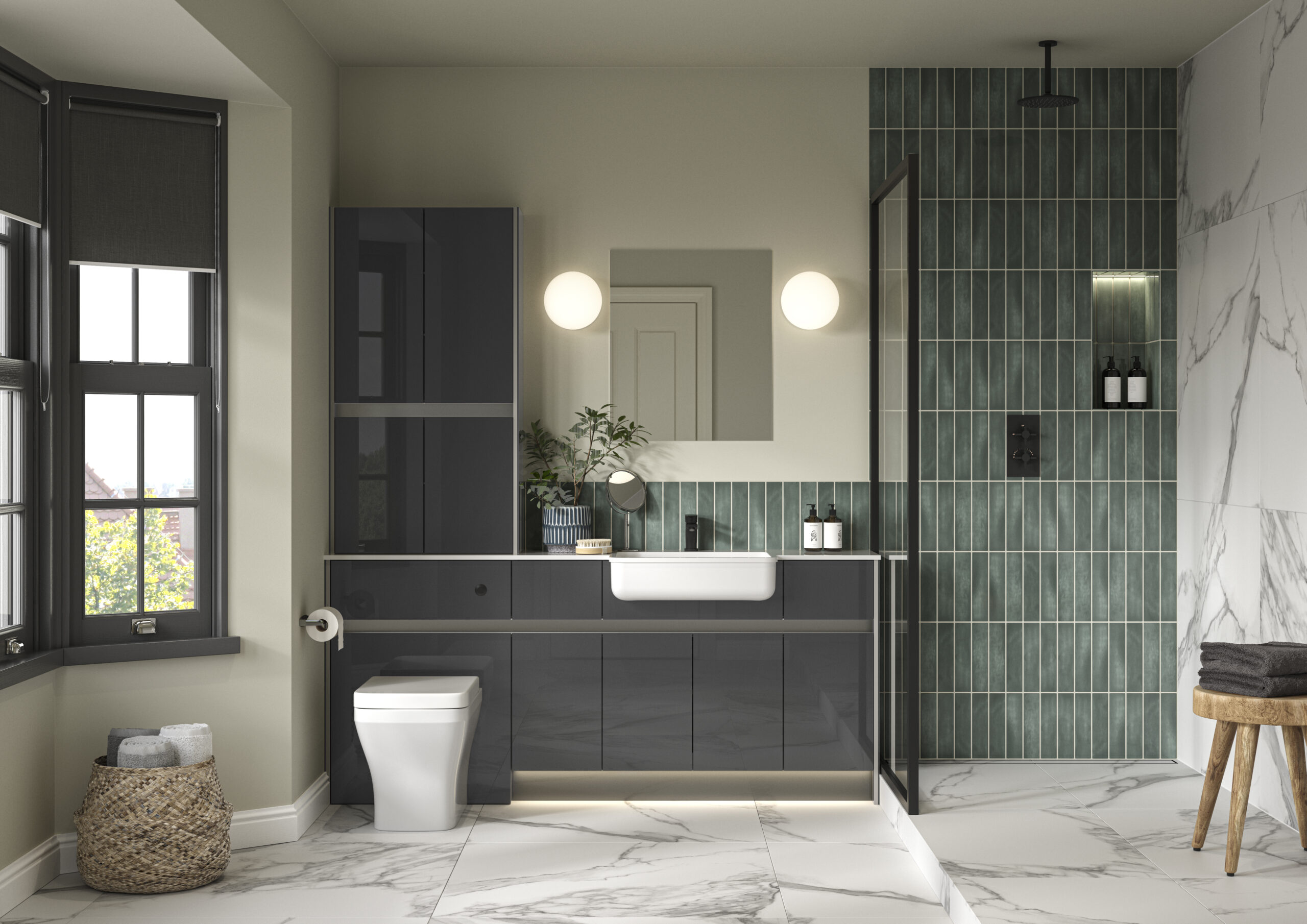 Calypso Bowland Fitted Bathroom Furniture in Metallic Slate