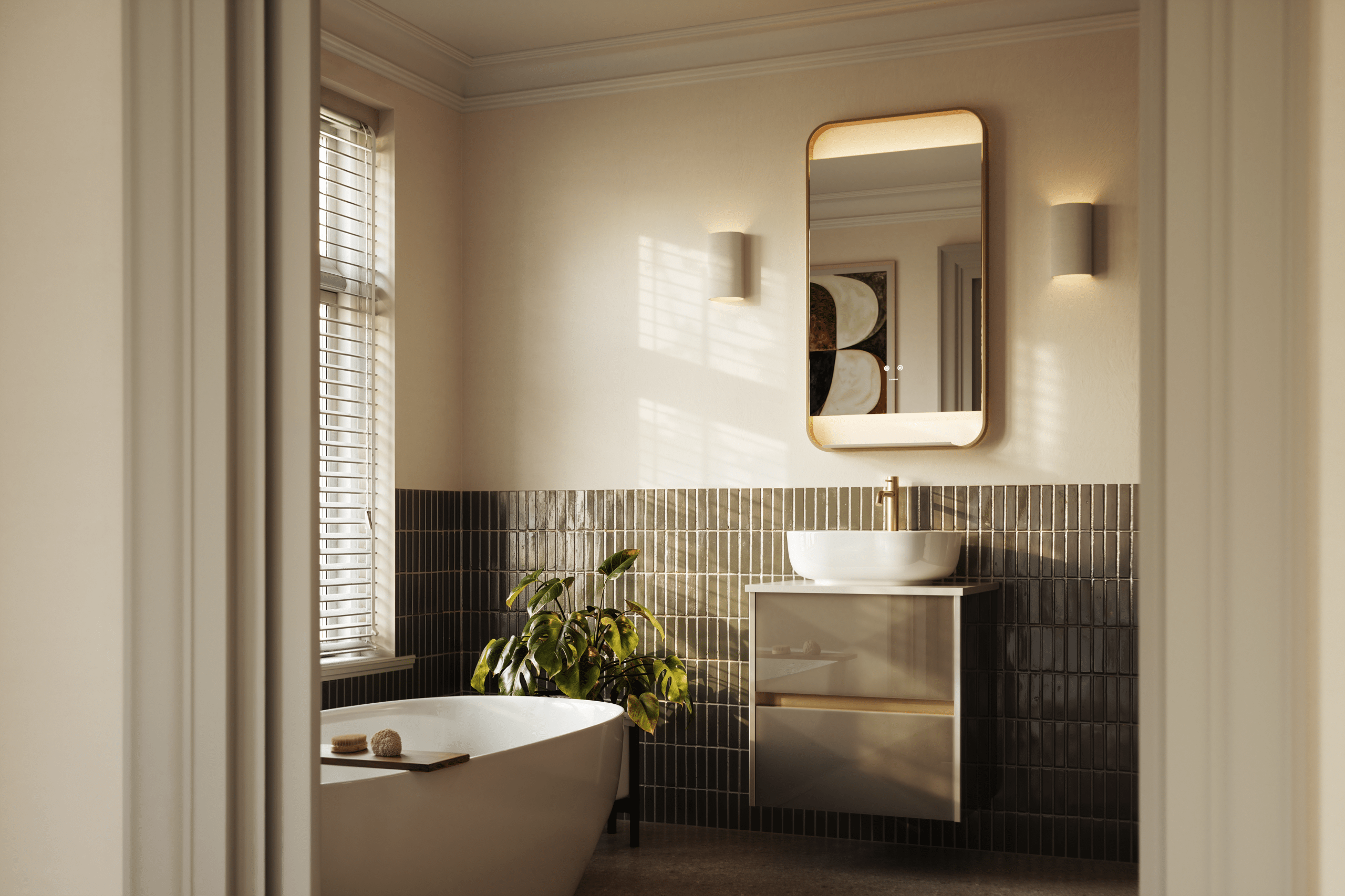 Calypso Bowland Fitted Bathroom Furniture in Champagne